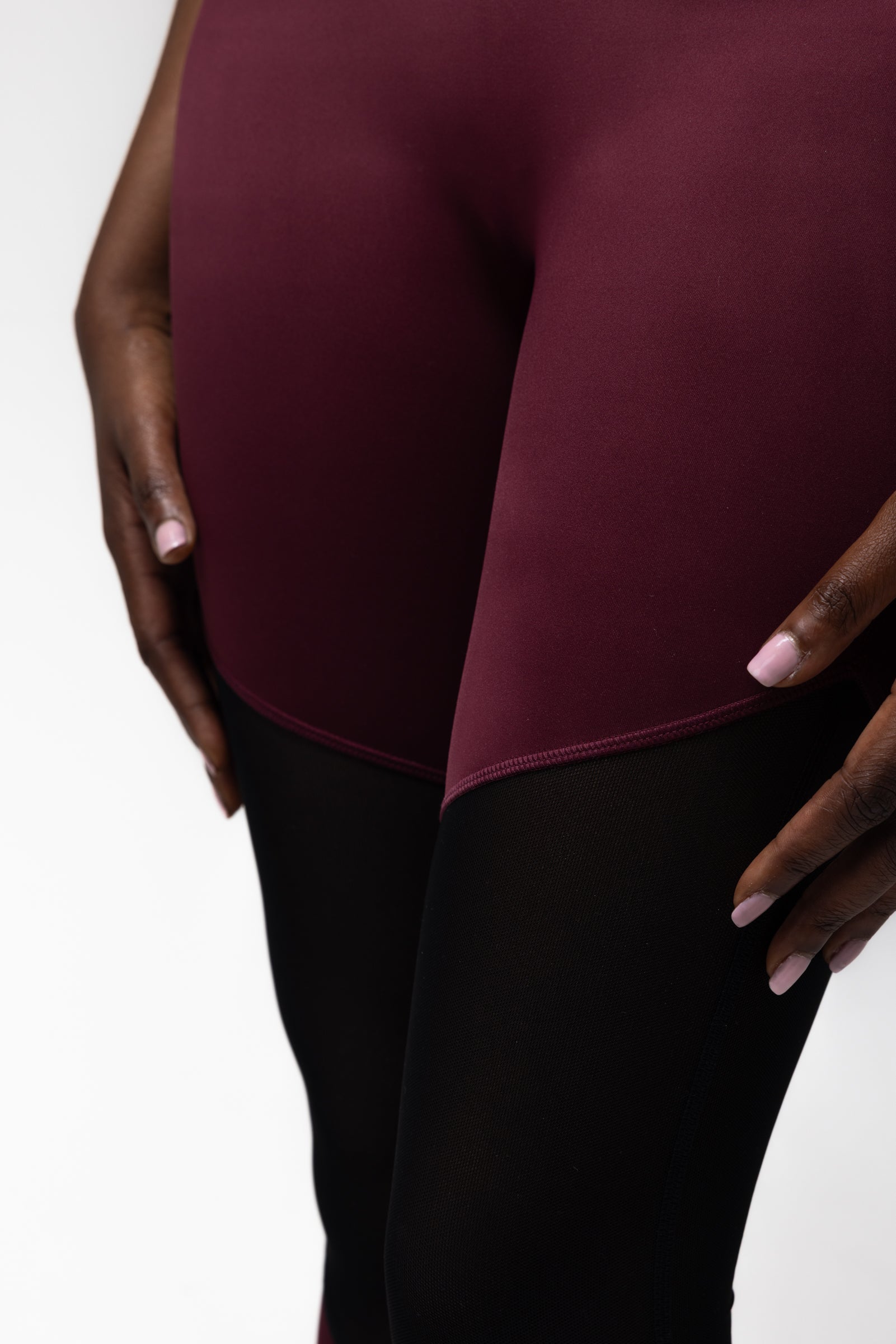 Burgundy Mesh Power Leggings