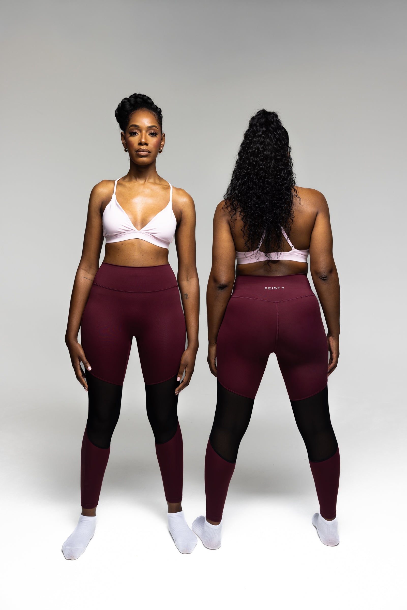 Burgundy Mesh Power Leggings